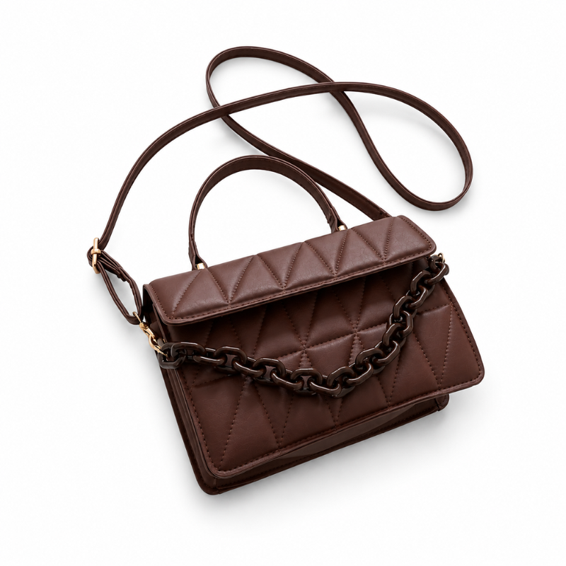 Bolsa Feminina Tiracolo Pequena Matelassê em Couro Elegance