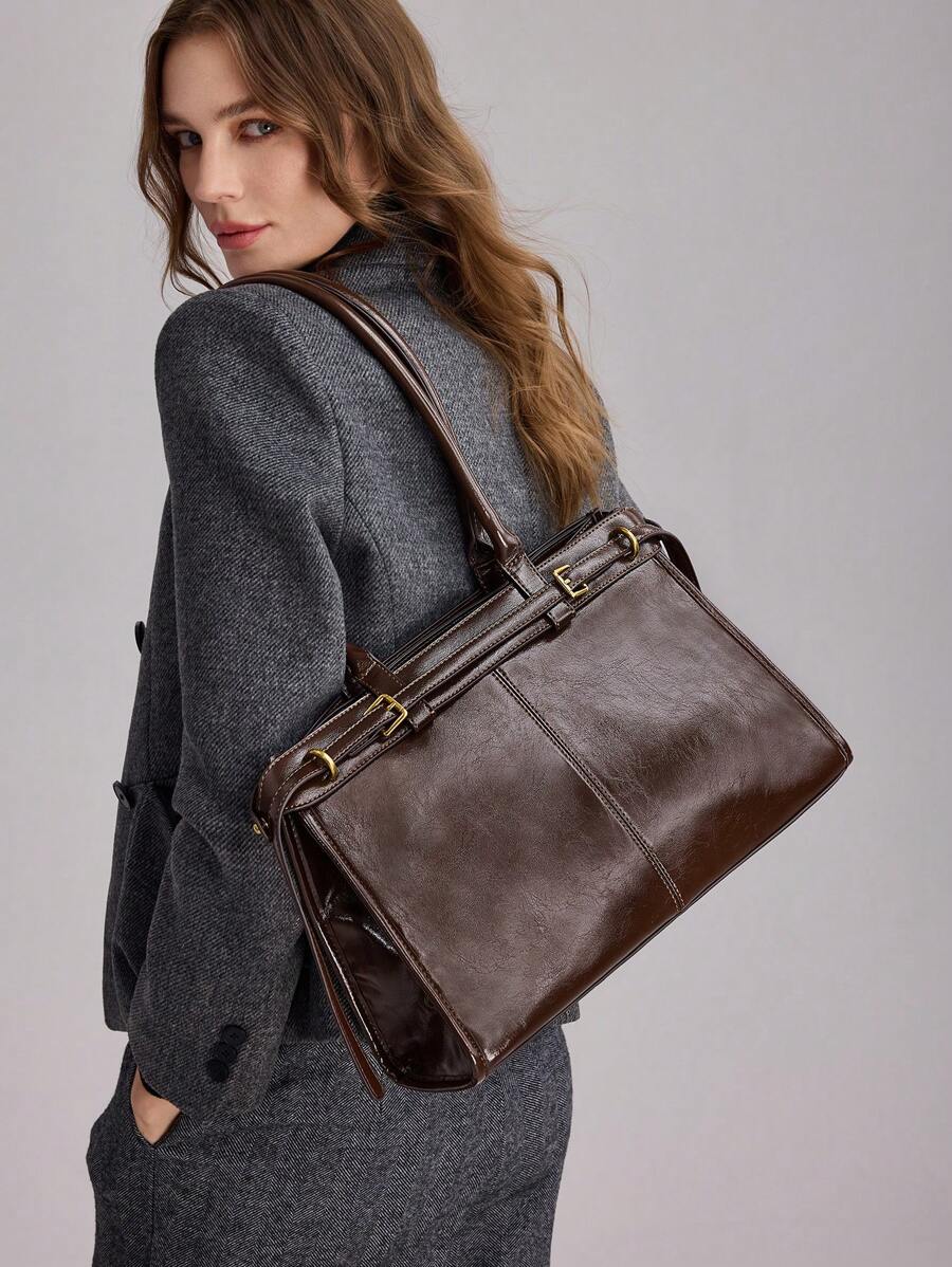 MOTF PREMIUM BOLSA DE OMBRO ELEGANTE DE TRABALHO PARA MULHERES, SIMPLES E DA MODA COM DETALHE DE FIVELA, BOLSAS DE TRABALHO ATRAENTES PARA MULHERES, BOLSA ELEGANTE PARA MULHERES, LUXO