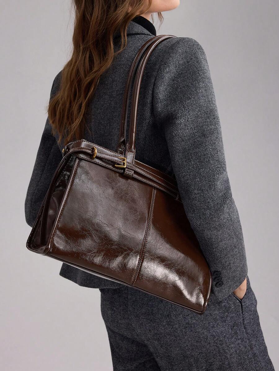 MOTF PREMIUM BOLSA DE OMBRO ELEGANTE DE TRABALHO PARA MULHERES, SIMPLES E DA MODA COM DETALHE DE FIVELA, BOLSAS DE TRABALHO ATRAENTES PARA MULHERES, BOLSA ELEGANTE PARA MULHERES, LUXO