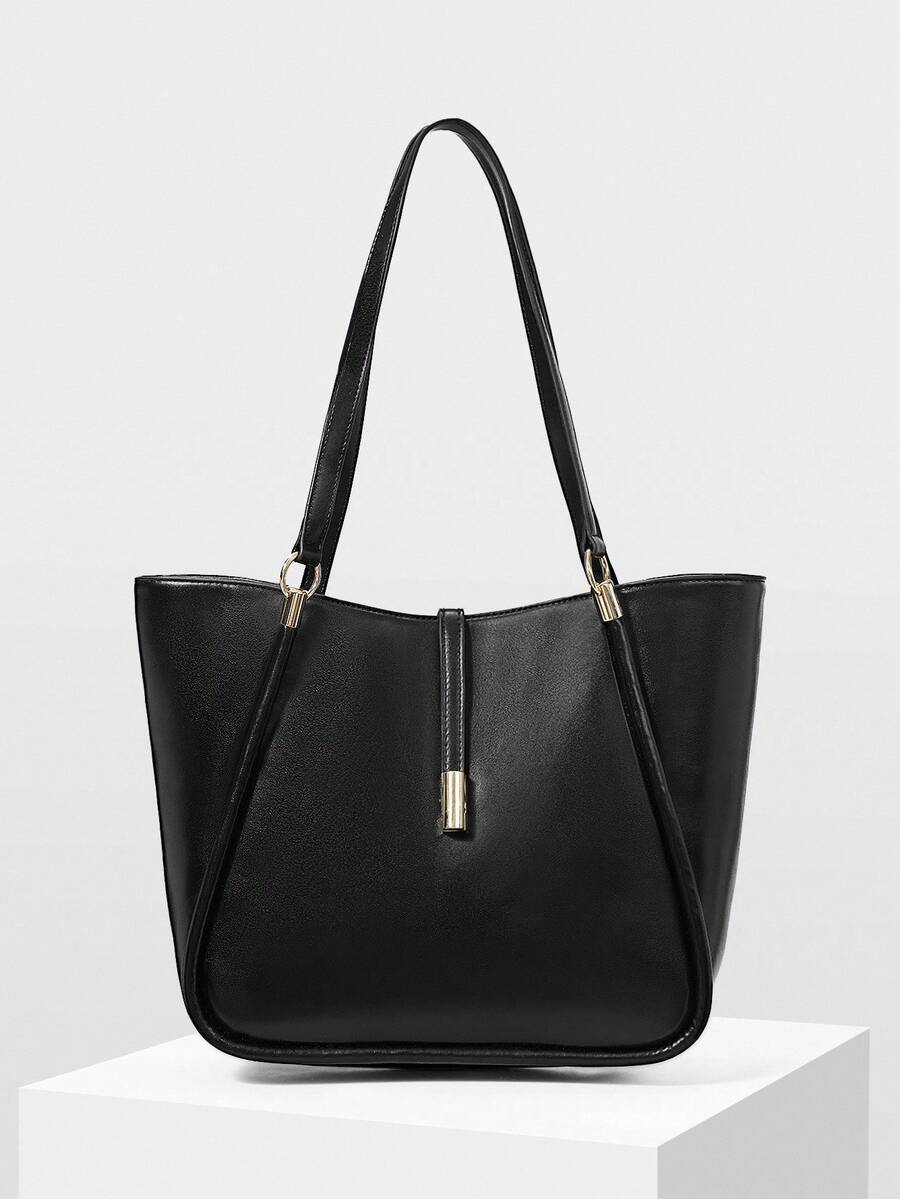 MOTF PREMIUM BOLSA TOTE DE COURO PU COM DETALHES DE FERRAGENS PARA MULHERES