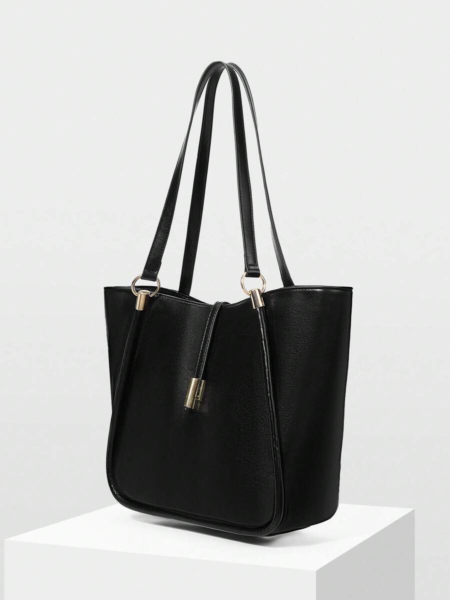 MOTF PREMIUM BOLSA TOTE DE COURO PU COM DETALHES DE FERRAGENS PARA MULHERES