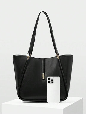 MOTF PREMIUM BOLSA TOTE DE COURO PU COM DETALHES DE FERRAGENS PARA MULHERES