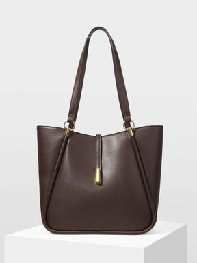 MOTF PREMIUM BOLSA TOTE DE COURO PU COM DETALHES DE FERRAGENS PARA MULHERES