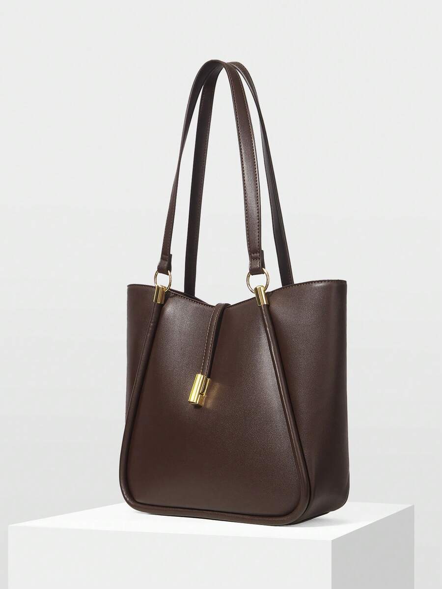 MOTF PREMIUM BOLSA TOTE DE COURO PU COM DETALHES DE FERRAGENS PARA MULHERES