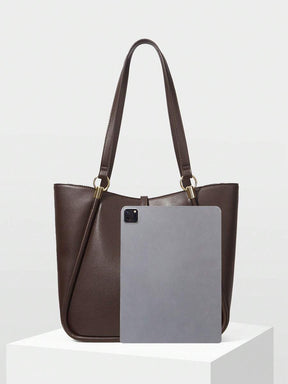 MOTF PREMIUM BOLSA TOTE DE COURO PU COM DETALHES DE FERRAGENS PARA MULHERES