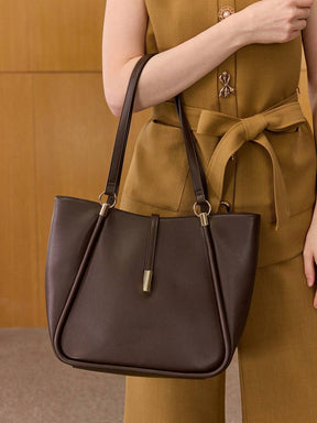 MOTF PREMIUM BOLSA TOTE DE COURO PU COM DETALHES DE FERRAGENS PARA MULHERES
