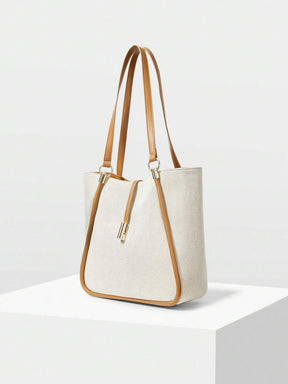 MOTF PREMIUM BOLSA TOTE DE COURO PU COM DETALHES DE FERRAGENS PARA MULHERES