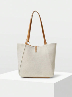 MOTF PREMIUM BOLSA TOTE DE COURO PU COM DETALHES DE FERRAGENS PARA MULHERES