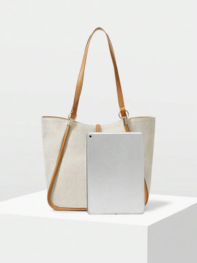 MOTF PREMIUM BOLSA TOTE DE COURO PU COM DETALHES DE FERRAGENS PARA MULHERES