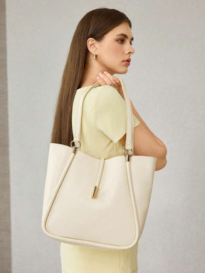 MOTF PREMIUM BOLSA TOTE DE COURO PU COM DETALHES DE FERRAGENS PARA MULHERES