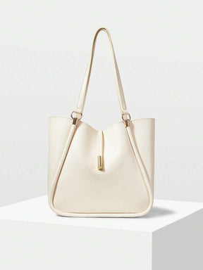 MOTF PREMIUM BOLSA TOTE DE COURO PU COM DETALHES DE FERRAGENS PARA MULHERES