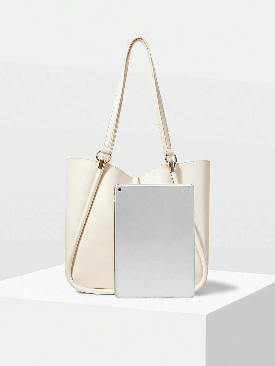 MOTF PREMIUM BOLSA TOTE DE COURO PU COM DETALHES DE FERRAGENS PARA MULHERES