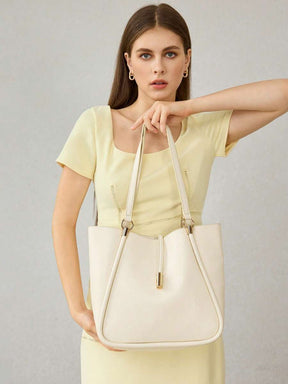 MOTF PREMIUM BOLSA TOTE DE COURO PU COM DETALHES DE FERRAGENS PARA MULHERES