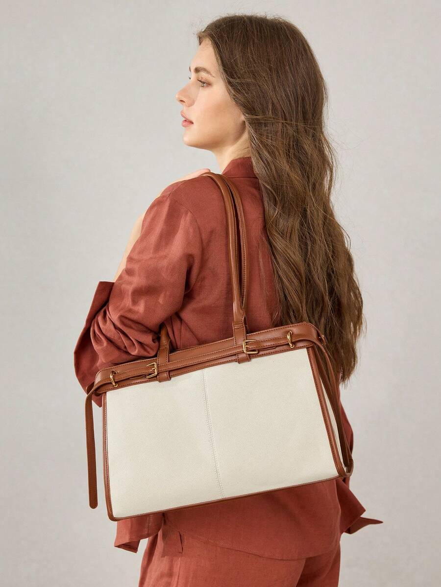 MOTF PREMIUM BOLSA DE OMBRO ELEGANTE DE TRABALHO PARA MULHERES, SIMPLES E DA MODA COM DETALHE DE FIVELA, BOLSAS DE TRABALHO ATRAENTES PARA MULHERES, BOLSA ELEGANTE PARA MULHERES, LUXO
