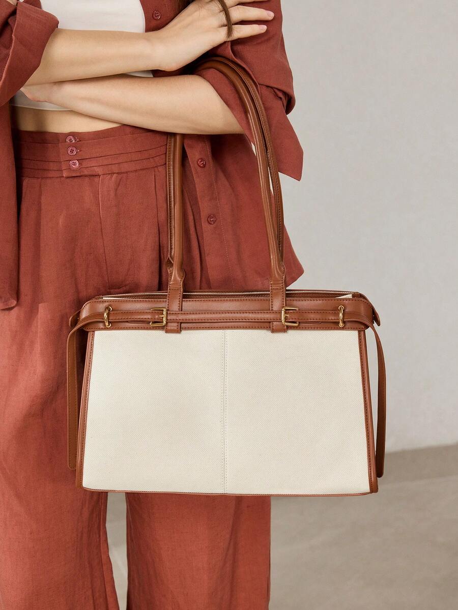 MOTF PREMIUM BOLSA DE OMBRO ELEGANTE DE TRABALHO PARA MULHERES, SIMPLES E DA MODA COM DETALHE DE FIVELA, BOLSAS DE TRABALHO ATRAENTES PARA MULHERES, BOLSA ELEGANTE PARA MULHERES, LUXO