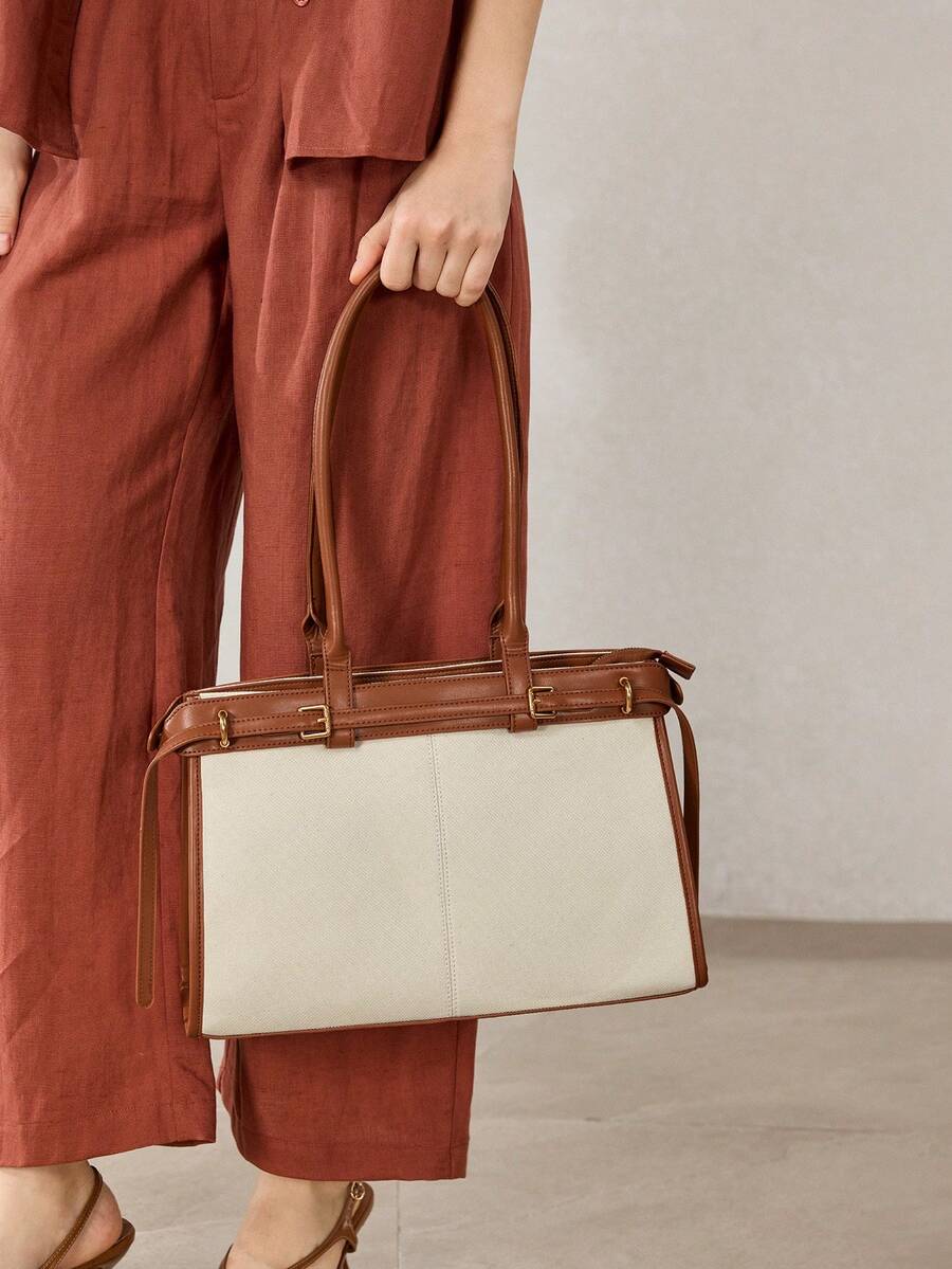 MOTF PREMIUM BOLSA DE OMBRO ELEGANTE DE TRABALHO PARA MULHERES, SIMPLES E DA MODA COM DETALHE DE FIVELA, BOLSAS DE TRABALHO ATRAENTES PARA MULHERES, BOLSA ELEGANTE PARA MULHERES, LUXO