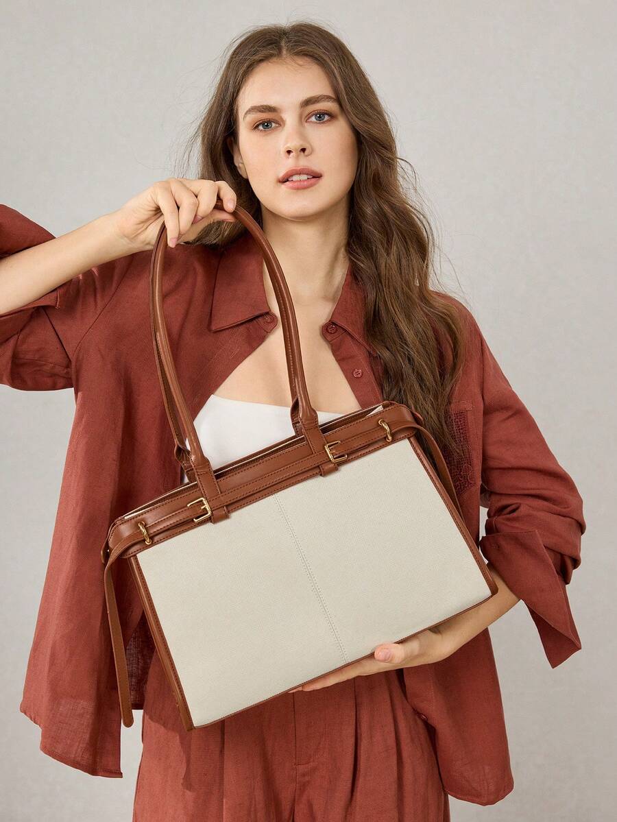 MOTF PREMIUM BOLSA DE OMBRO ELEGANTE DE TRABALHO PARA MULHERES, SIMPLES E DA MODA COM DETALHE DE FIVELA, BOLSAS DE TRABALHO ATRAENTES PARA MULHERES, BOLSA ELEGANTE PARA MULHERES, LUXO
