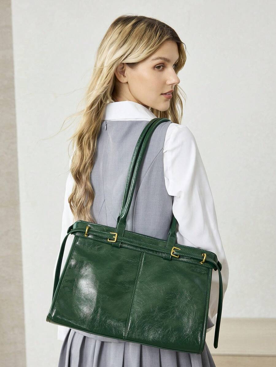 MOTF PREMIUM BOLSA DE OMBRO ELEGANTE DE TRABALHO PARA MULHERES, SIMPLES E DA MODA COM DETALHE DE FIVELA, BOLSAS DE TRABALHO ATRAENTES PARA MULHERES, BOLSA ELEGANTE PARA MULHERES, LUXO