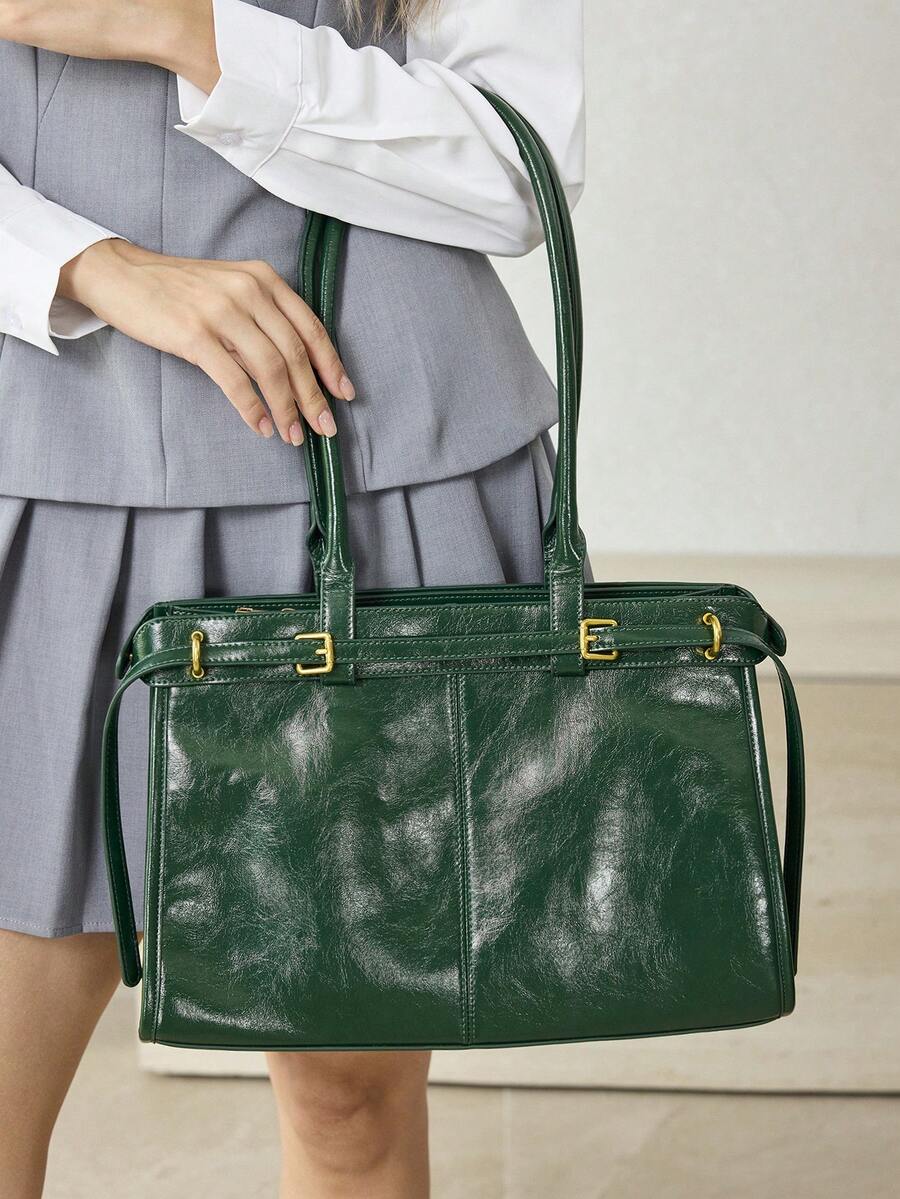 MOTF PREMIUM BOLSA DE OMBRO ELEGANTE DE TRABALHO PARA MULHERES, SIMPLES E DA MODA COM DETALHE DE FIVELA, BOLSAS DE TRABALHO ATRAENTES PARA MULHERES, BOLSA ELEGANTE PARA MULHERES, LUXO