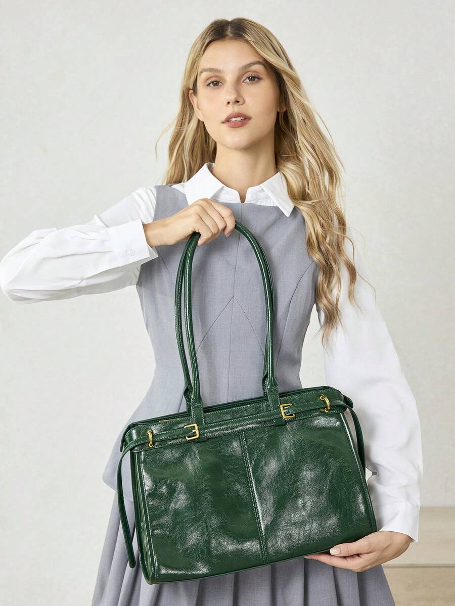 MOTF PREMIUM BOLSA DE OMBRO ELEGANTE DE TRABALHO PARA MULHERES, SIMPLES E DA MODA COM DETALHE DE FIVELA, BOLSAS DE TRABALHO ATRAENTES PARA MULHERES, BOLSA ELEGANTE PARA MULHERES, LUXO