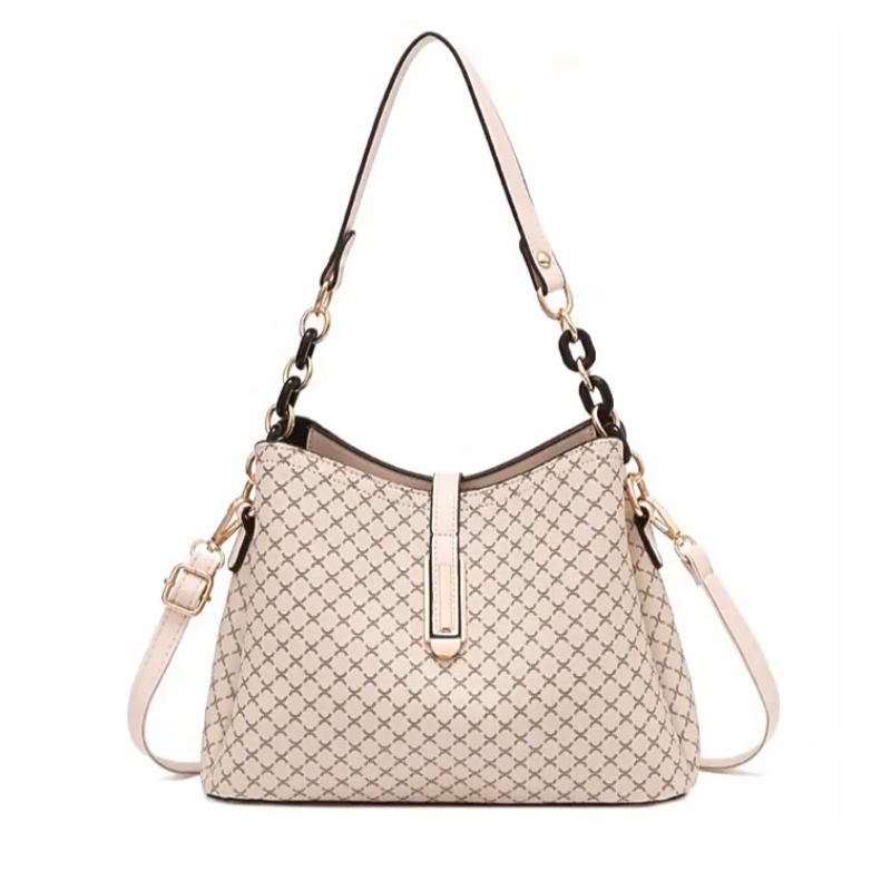 Bolsa Feminina Hobo Média em Couro Monograma