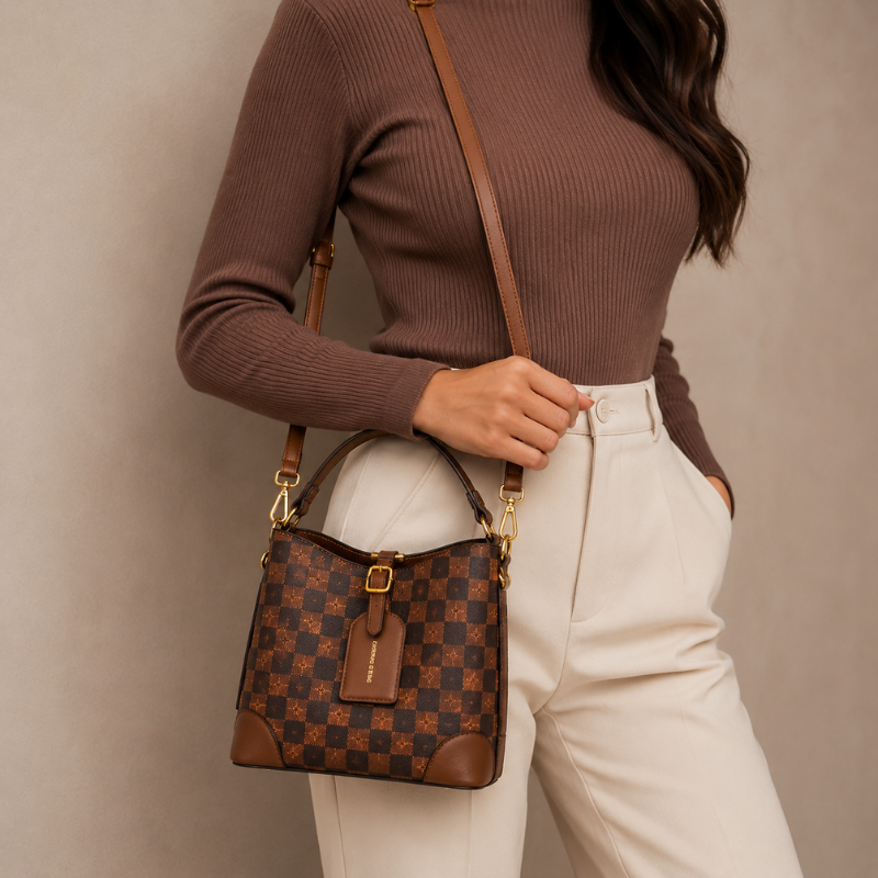 Bolsa Feminina Hobo Pequena em Couro Estampada