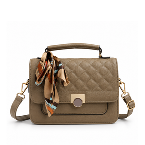 Bolsa Feminina Transversal Pequena em Couro Laço de Seda