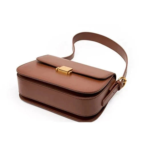 Bolsa Feminina Tiracolo Elegante Fecho Dourado Marrom