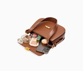 Bolsa Feminina Tiracolo Elegante Fecho Dourado Marrom