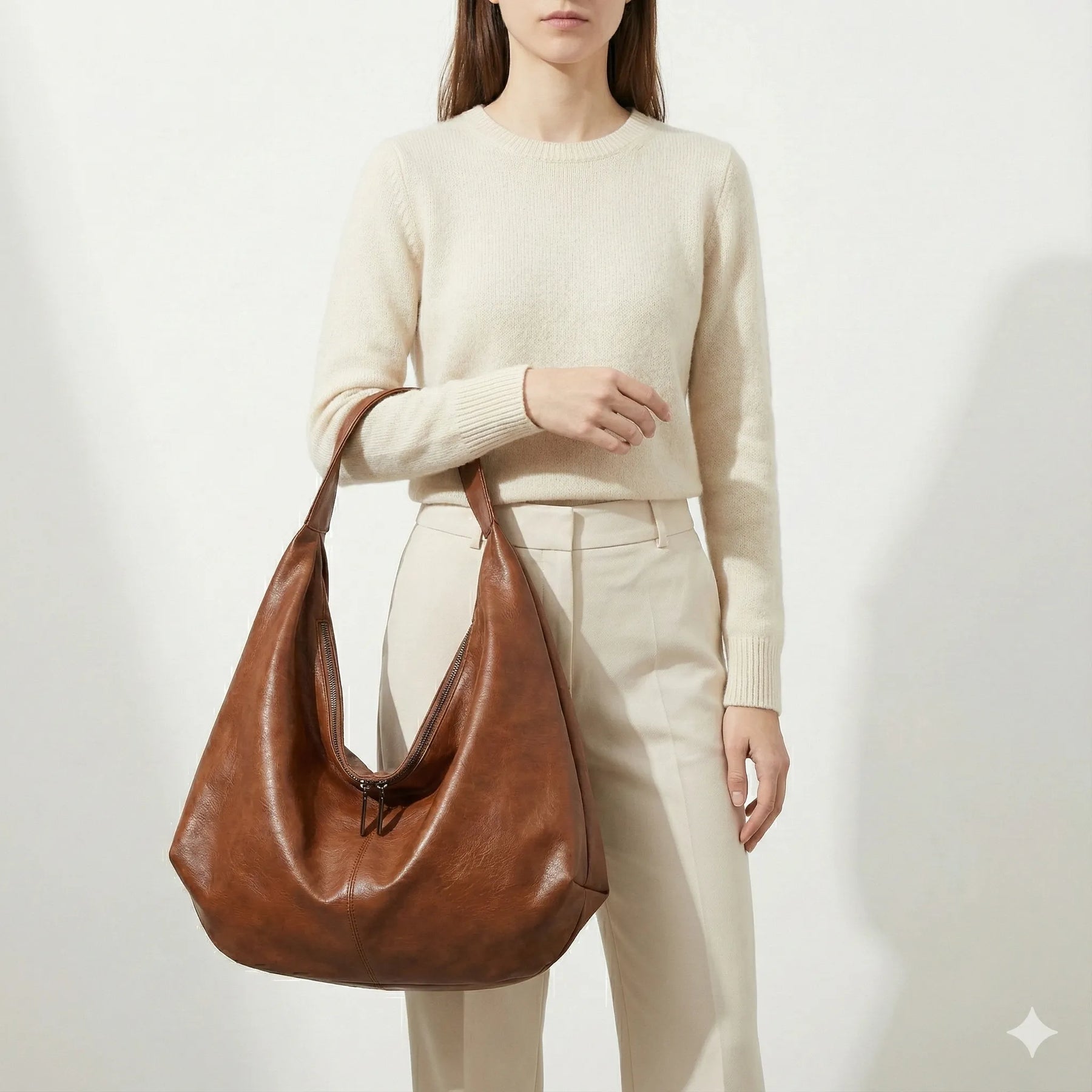 Bolsa Feminina Hobo Grande em Couro Essence