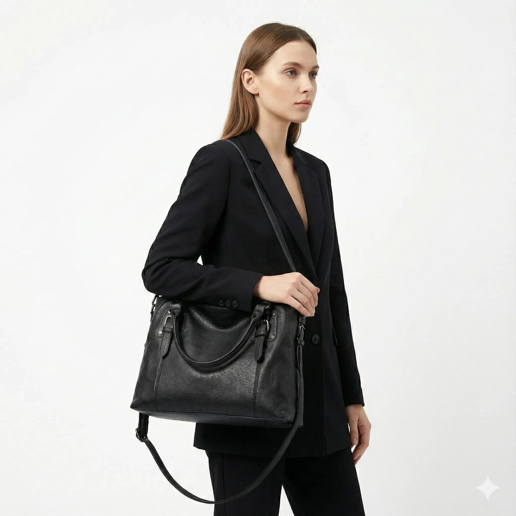 Bolsa Feminina Hobo Grande em Couro Fivelaria