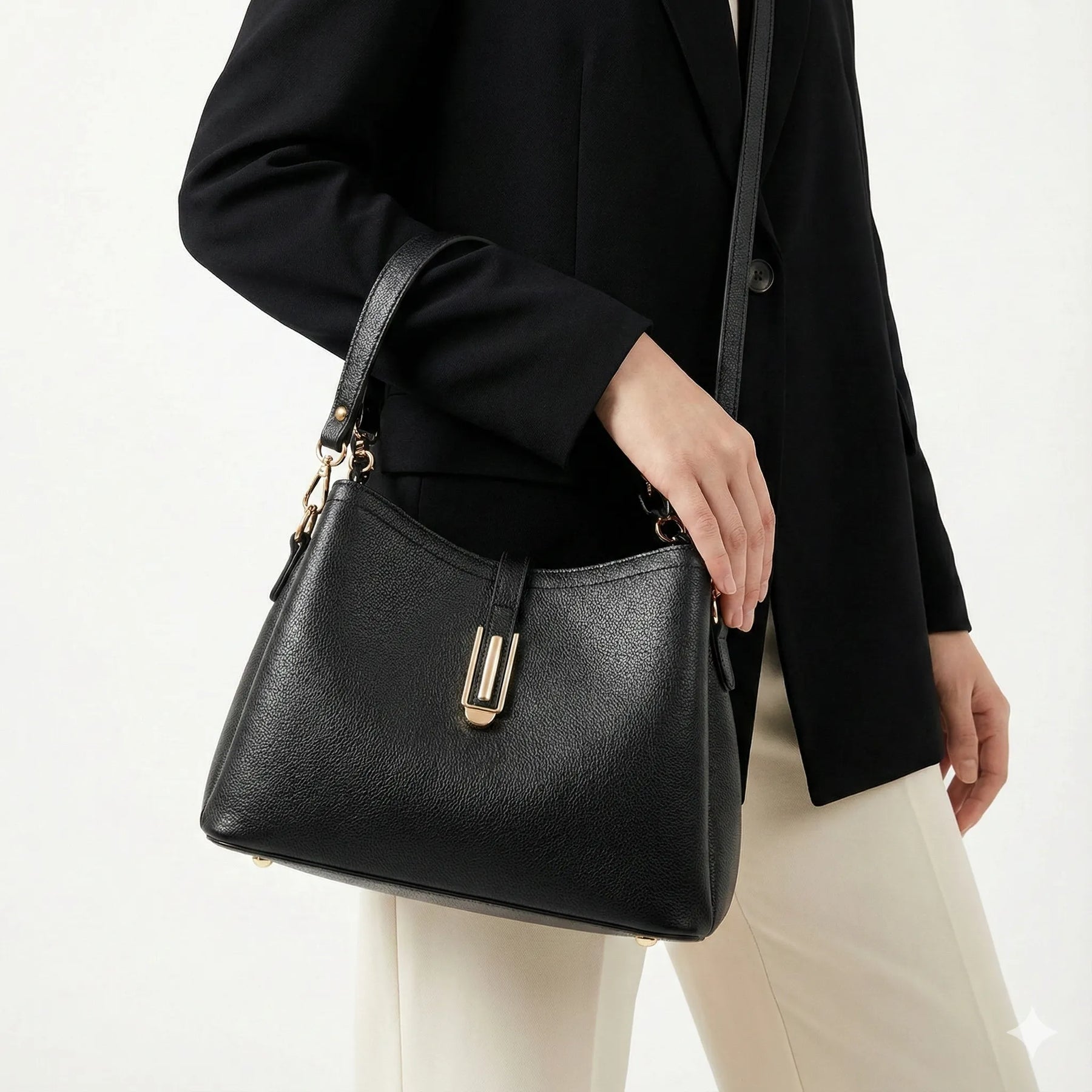 Bolsa Feminina Hobo média em Couro Minimalista