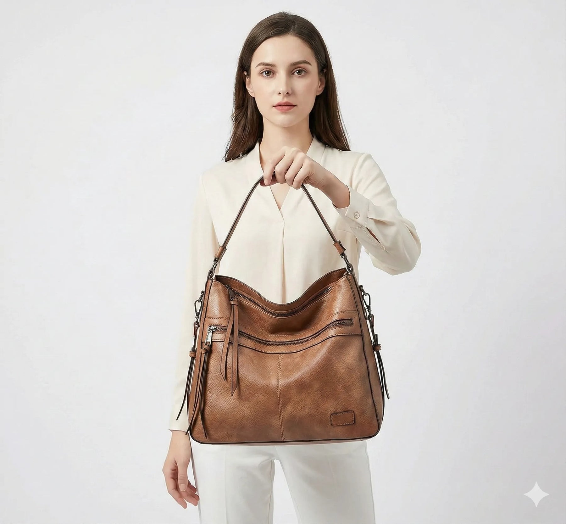Bolsa Feminina Hobo Grande em Couro Verona