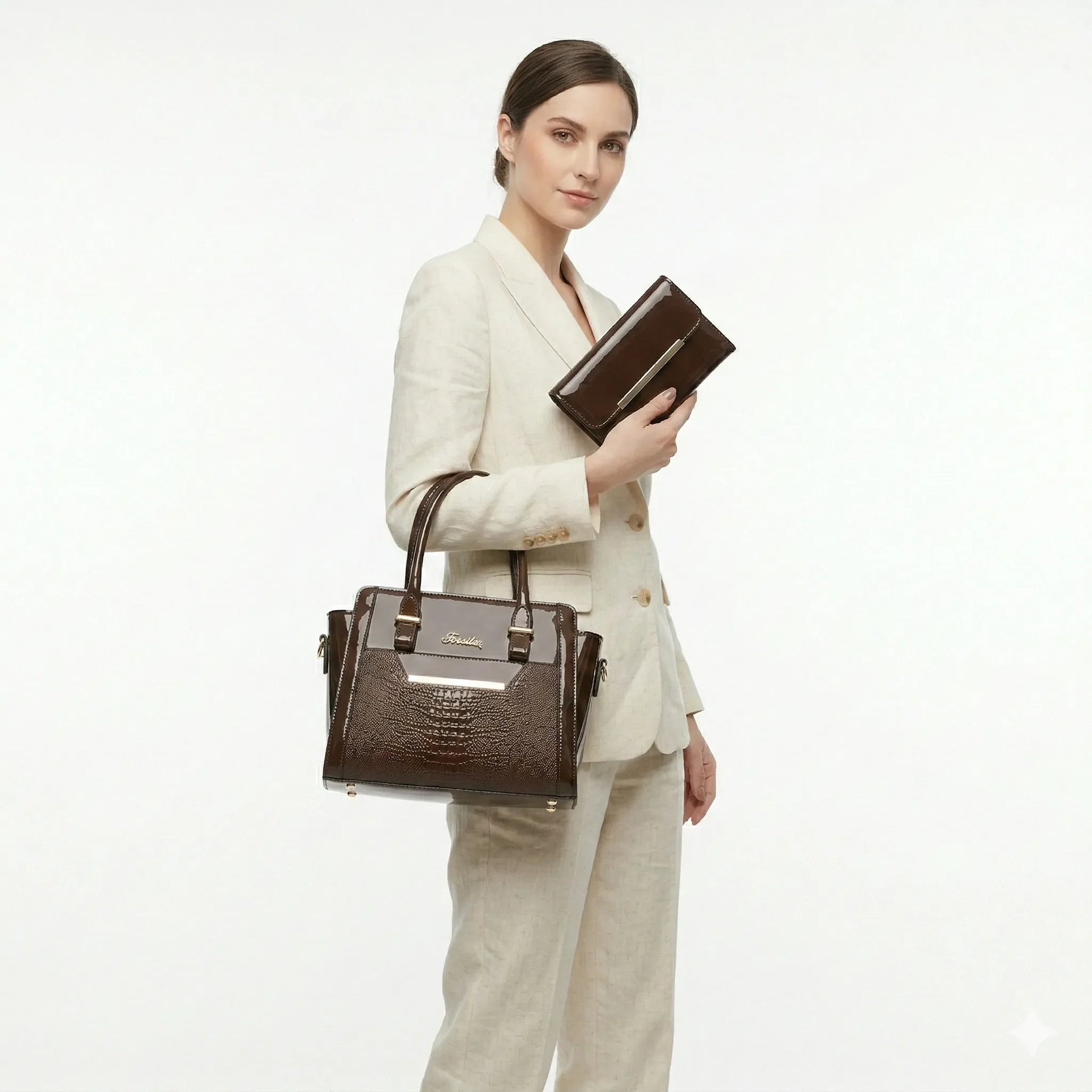 Bolsa Feminina Tote média em Couro Legítimo Andrea