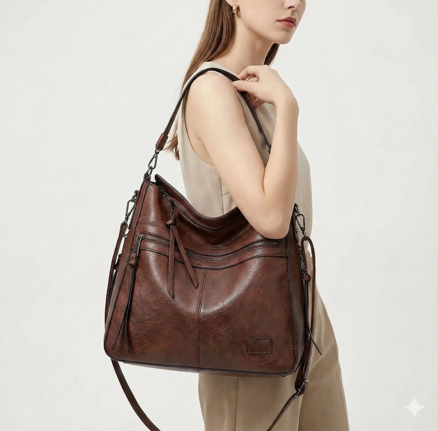 Bolsa Feminina Hobo Grande em Couro Verona