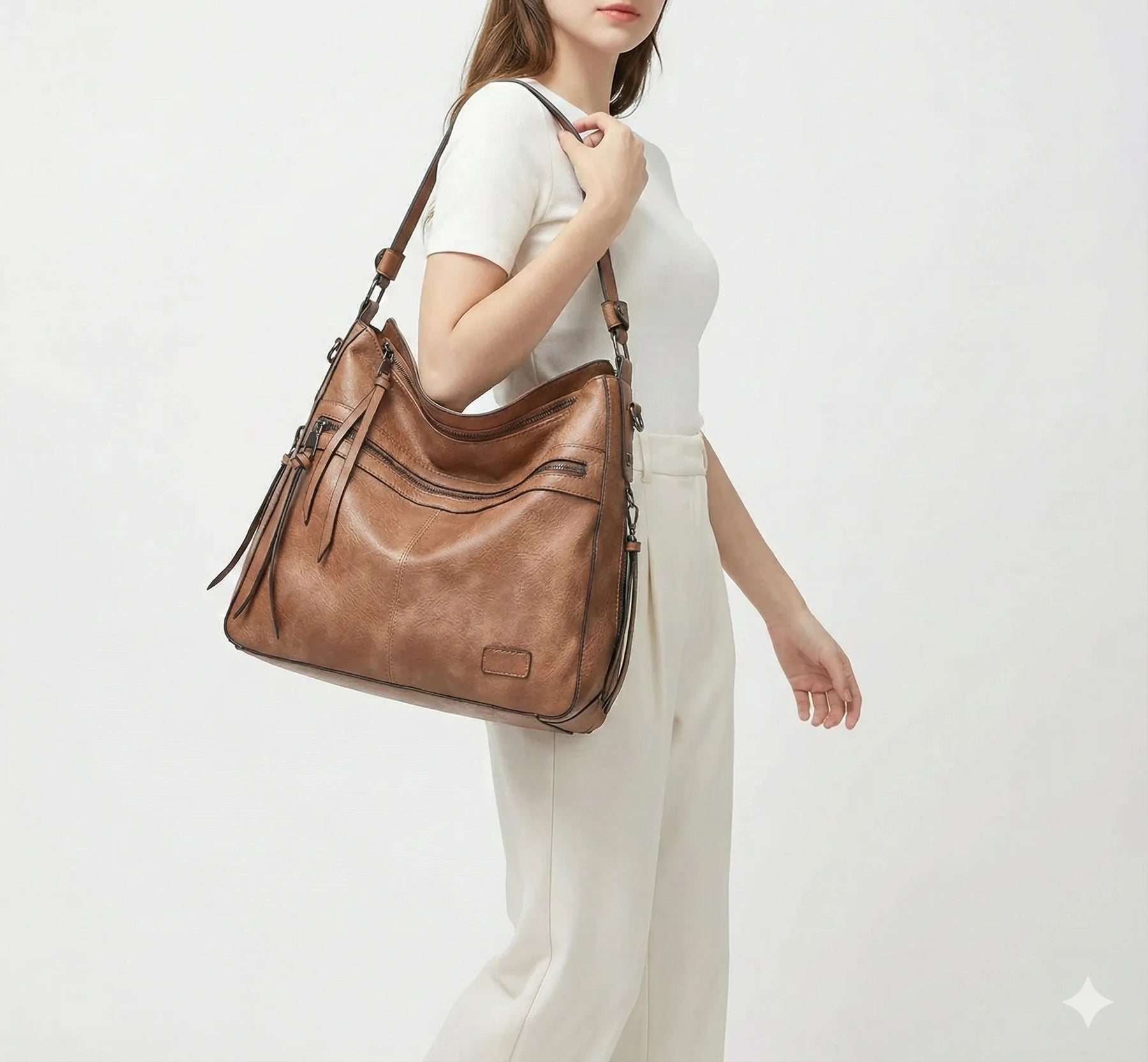 Bolsa Feminina Hobo Grande em Couro Verona