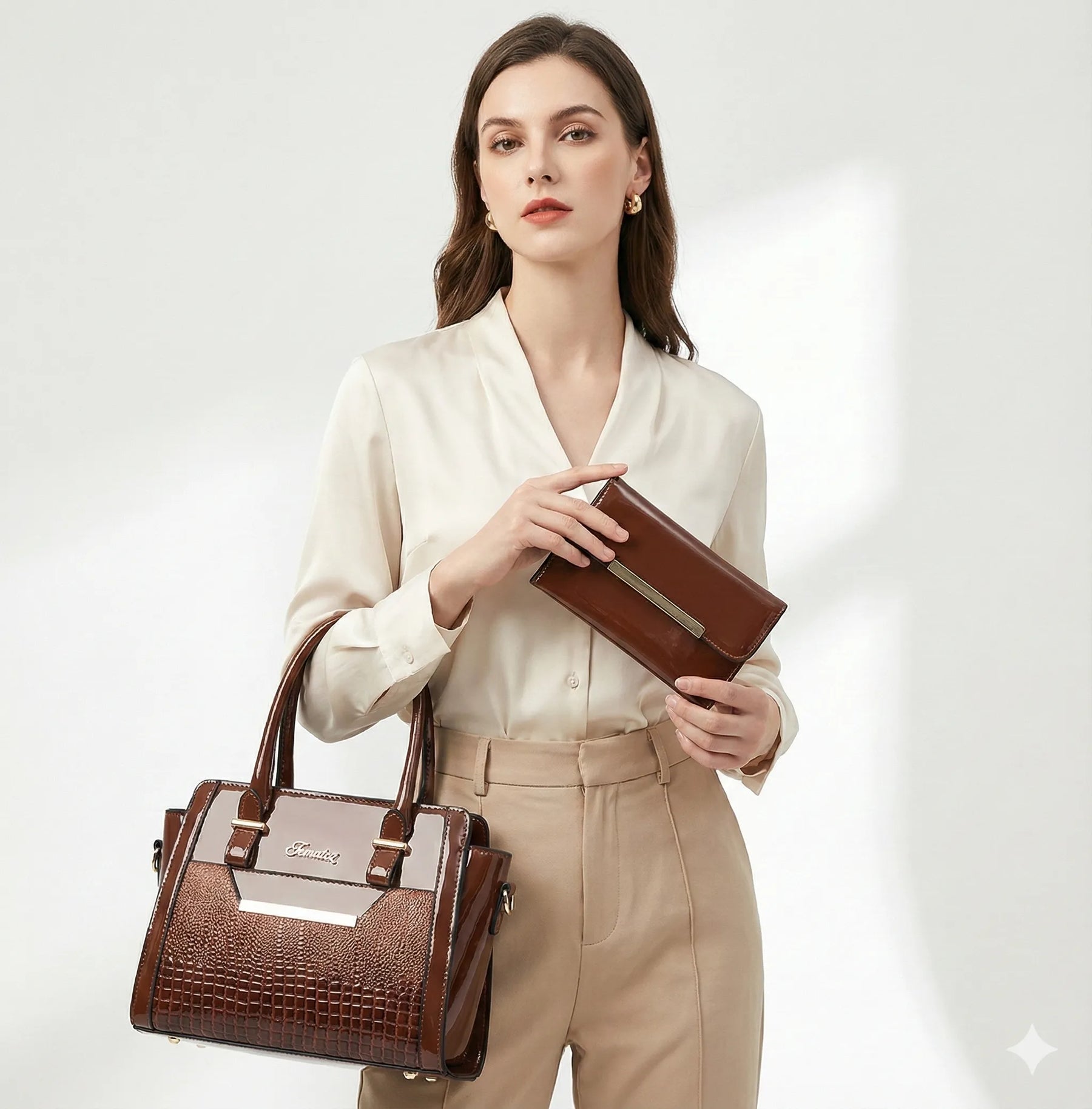 Bolsa Feminina Tote média em Couro Legítimo Andrea