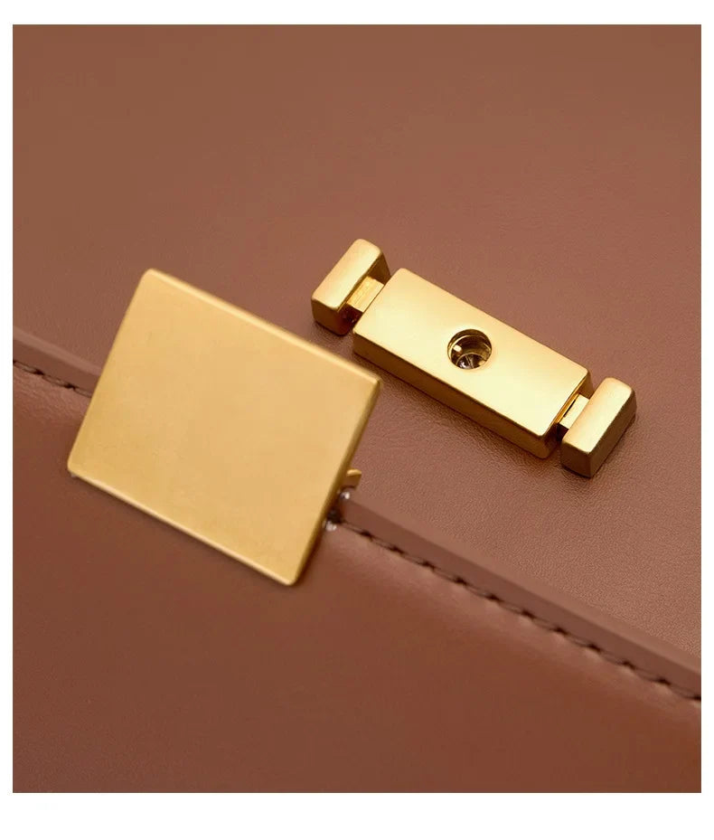 Bolsa Feminina Tiracolo Elegante Fecho Dourado Marrom