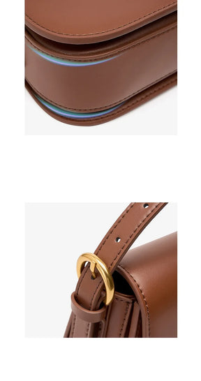 Bolsa Feminina Tiracolo Elegante Fecho Dourado Marrom