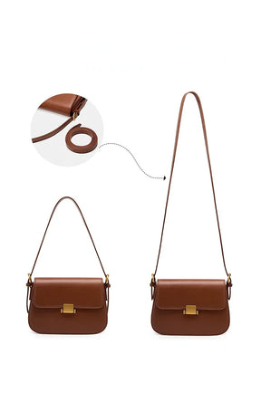 Bolsa Feminina Tiracolo Elegante Fecho Dourado Marrom