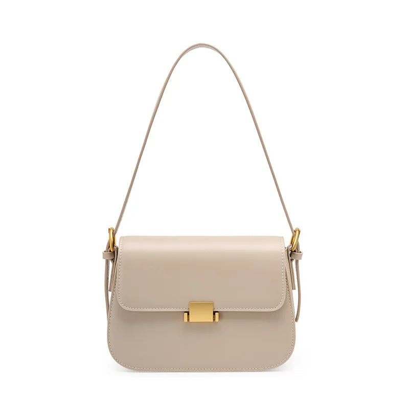 Bolsa Feminina Tiracolo Elegante Fecho Dourado Marrom