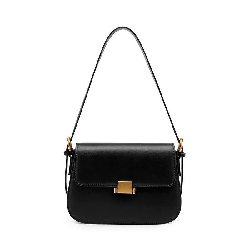 Bolsa Feminina Tiracolo Elegante Fecho Dourado Marrom