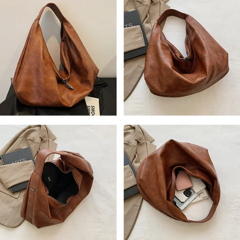 Bolsa Feminina Hobo Grande em Couro Essence