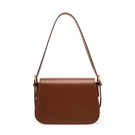 Bolsa Feminina Tiracolo Elegante Fecho Dourado Marrom