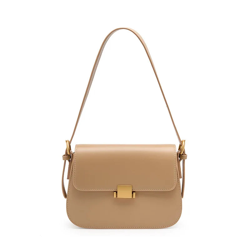 Bolsa Feminina Tiracolo Elegante Fecho Dourado Marrom