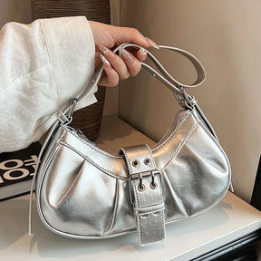 Bolsa Feminina Baguete Pequena em Couro Olivia