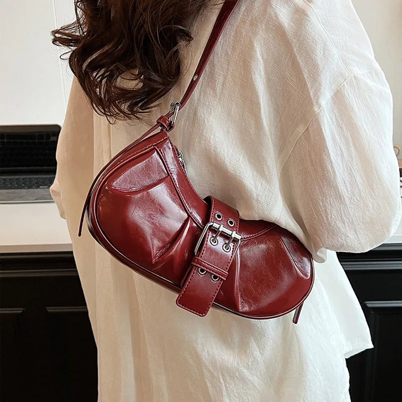 Bolsa Feminina Baguete Pequena em Couro Olivia
