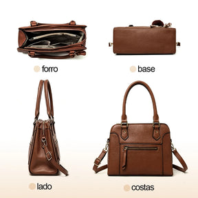 Bolsa Feminina Tote Média em Couro Lumière