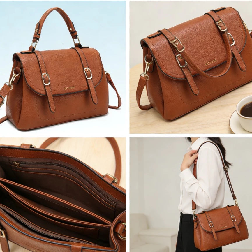 Bolsa Feminina de Ombro Média em Couro Monaco